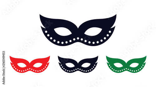 Minimalist vector mask collection featuring vibrant colors for festive carnival events and masquerade ball party themes