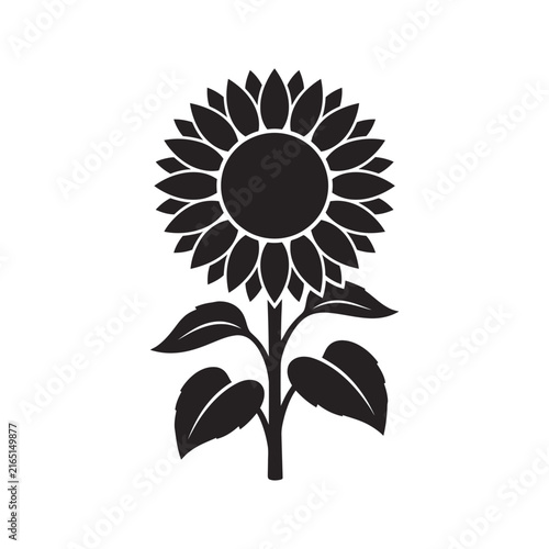 Sunflower Silhouette Floral Icon Vector Illustration