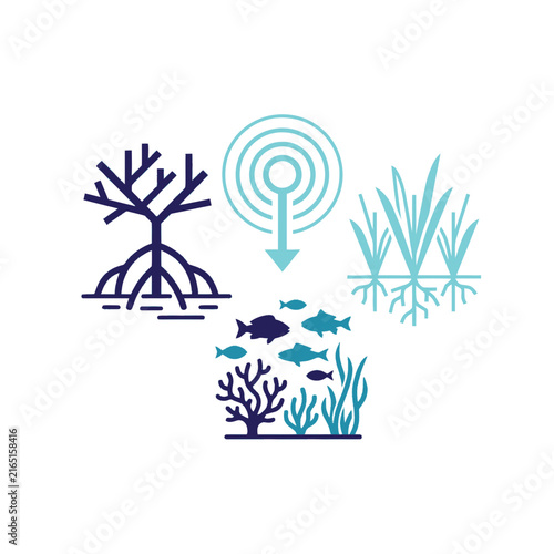 Coastal Mangrove and Seagrass Monitoring with Fish and Coral Icons