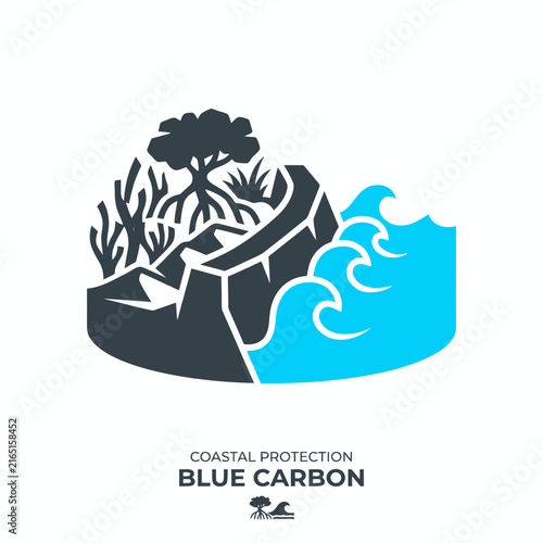 Coastal Protection Blue Carbon Icon Vector for Conservation