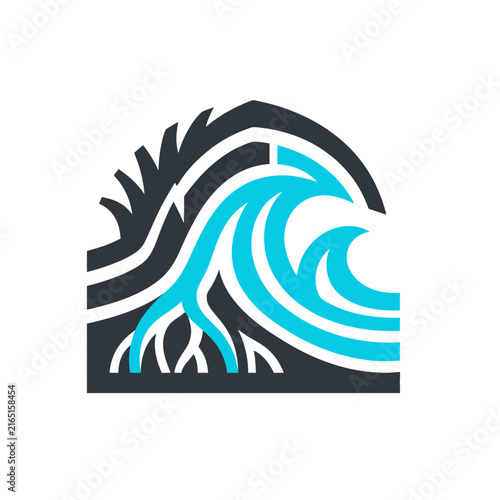 Coastal Wave Protection Icon Bold Vector Design for Branding