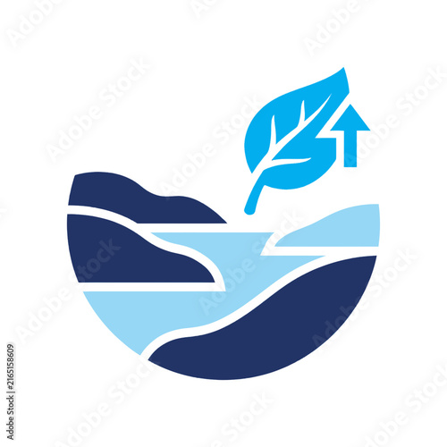 Eco Growth Landscape with Leaf Upward Arrow Showing Sustainable Growth