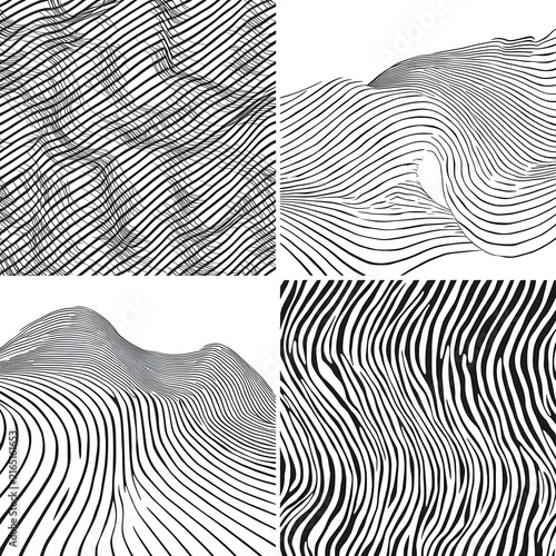 Set of Abstract Vector Backgrounds with Flowing Line Waves and Modern Design