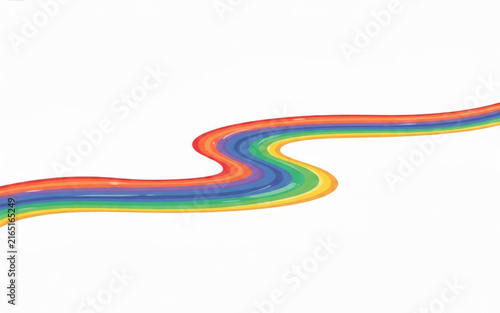 Abstract wavy rainbow path flowing like a colorful river on white background