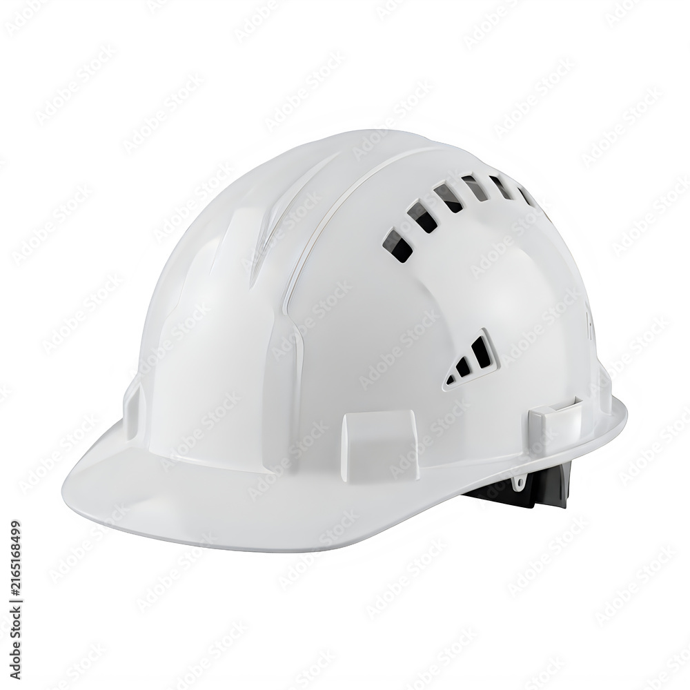 Fototapeta premium White hard hat safety helmet for construction site worker gear