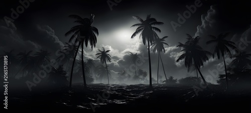 art of coconut tree a black and white high contrast full body,generative AI