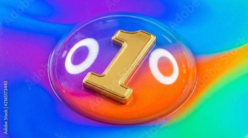Gold Number One Sticker on Colorful Gradient