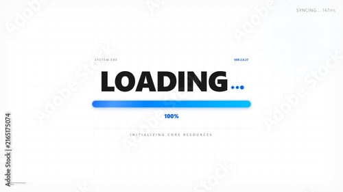 Modern digital loading progress bar interface with completion indicator on white background