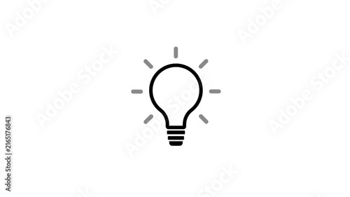 Glowing Light Bulb Idea Symbol Icon Animation Isolated on Dark Black Background for Innovation Concept