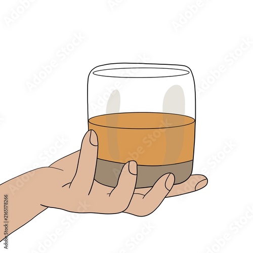 hand holding a glass of beer, flat illustration, party time