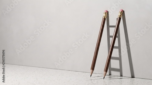 Education Ladder Concept With Pencils Casting Steps Shadow