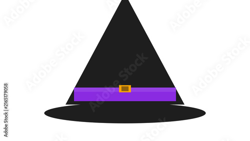 Fotografie Halloween witch hat with purple band and golden brooch, isolated on transparent