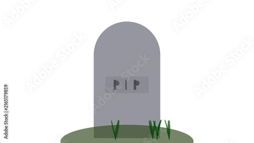 Foto Minimalist gray tombstone with P|P inscription, Halloween-themed design, isolate