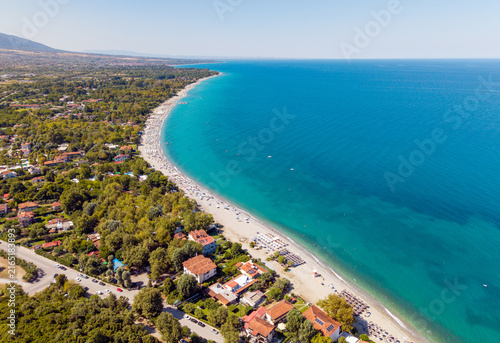 Aerial view of Panteleimonas beach, Pieria, Greece