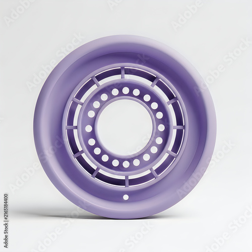 Purple metal car wheel rim isolated on a plain white background