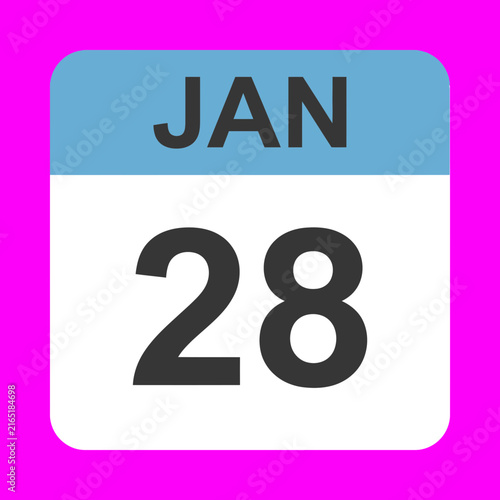 Calendar Page January 28 Isolated