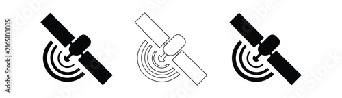 Satellite transmission icon set vector illustration isolated on white background for space technology communication concept
