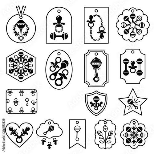 black and white icons set