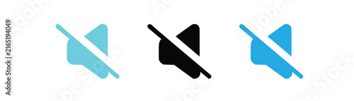 Mute audio speaker icon set vector illustration isolated on white background for volume off silent mode media interface concept