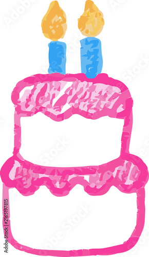 Crayon Scribble Birthday Cake Handdrawn Illustration