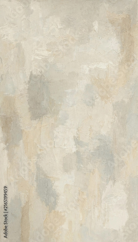 Abstract oil painting background with soft neutral colors and thick brush strokes created on a textured canvas for artistic design projects
