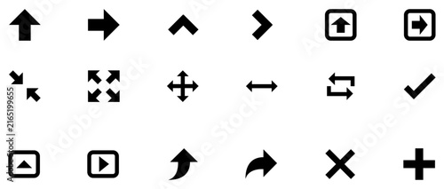 Collection of black arrow with transparent background, symbol direction navigation