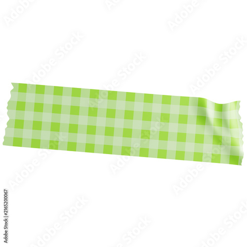 Lime Green Decorative Washi Tape with Gingham Pattern