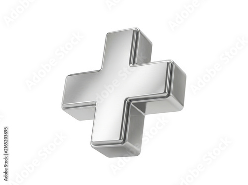 Photorealistic 3d cgi render of white 3d medical cross plus isolated on background for professional graphic design