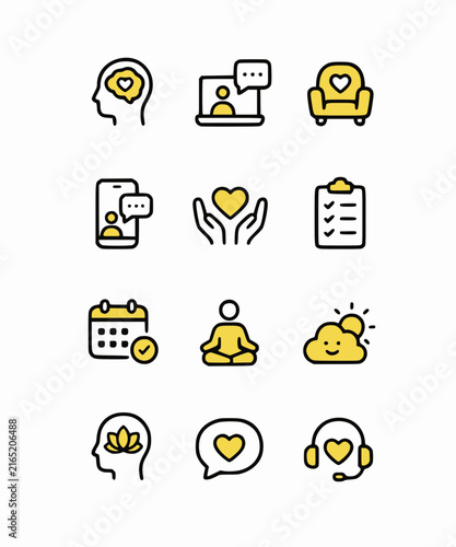 Mental Health Teletherapy Icon Flat Vector