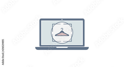 Laptop with hanger on screen.
