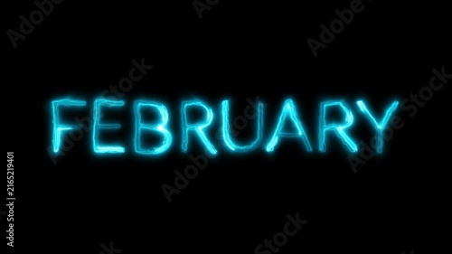 Moderan text monthly animation with saber, February saber text animation in 4k with alpha channel.