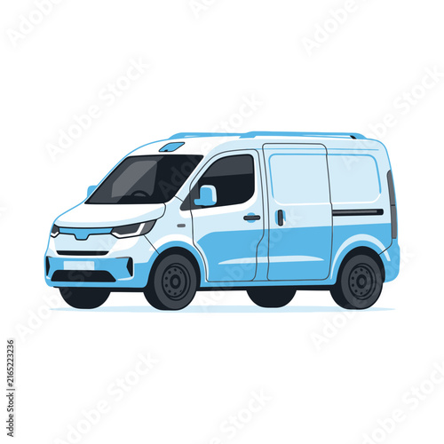 Modern Electric Van Illustration - White and Blue Delivery Vehicle