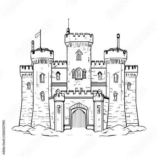 Fotografie Medieval castle line drawing