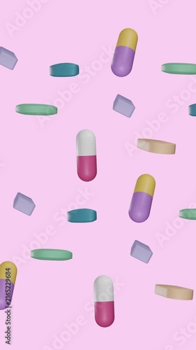 Animation of floating pills on blue background