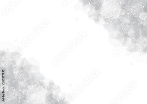 Soft watercolor winter frame with sparkling light and copy space