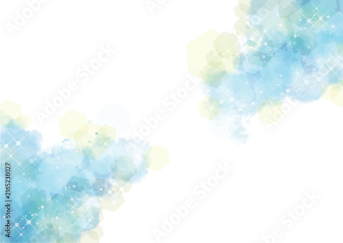 Soft watercolor winter frame with sparkling light and copy space