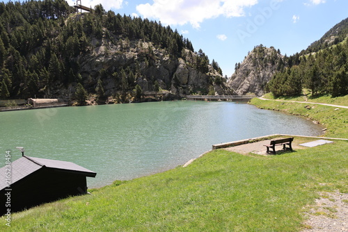 Reservoir in the beautifully situated Valley of Nuria-Nuria Valley, Spain