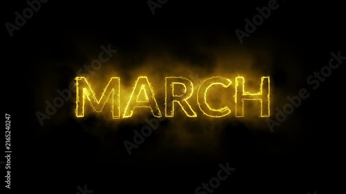 Moderan text monthly animation with saber, March saber text animation in 4k with alpha channel.