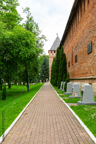 The fortress wall and tower of the Smolensk Kremlin, Russia