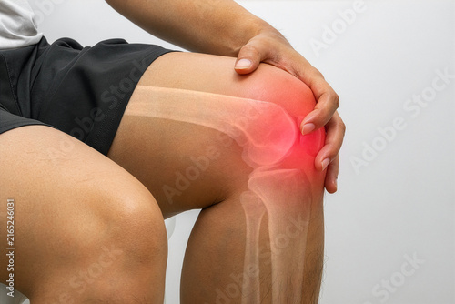 Knee pain showing a man holding his knee due to discomfort for specialized medical treatment illustration.
