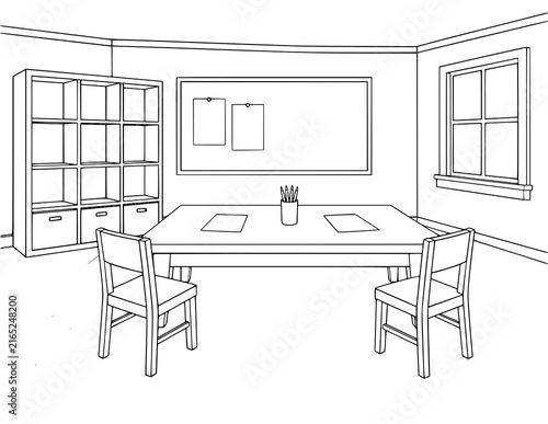 Home Interior Background Coloring Pages | Printable Indoor House Scenes Featuring Living Rooms, Bedrooms, Kitchens, Dining Areas, Bathrooms, Home Offices & Cozy Interior Spaces for Kids