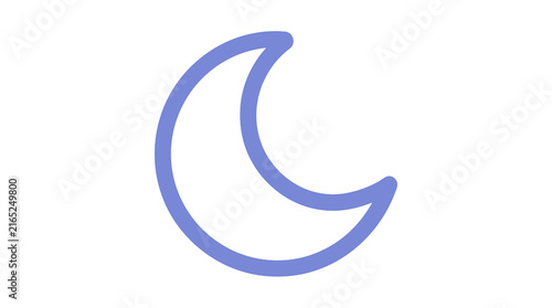 Blue crescent moon icon for night and sleep themes.