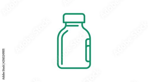 Blank medical pill bottle vial icon.