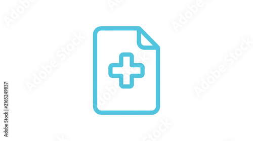 Blue medical document icon with healthcare cross symbol.