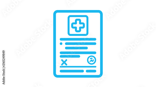 Blue medical report icon for patient health records.