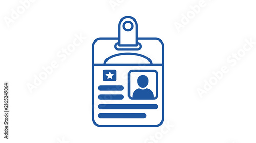 Blue medical identity card badge icon.