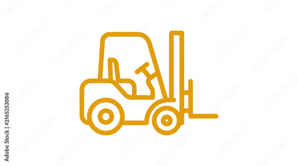 Naklejka premium Bold orange forklift illustration for industrial manufacturing.