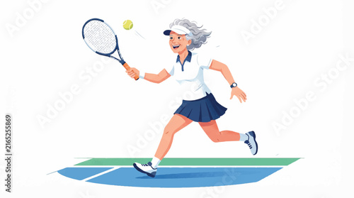 Energetic athlete performing tennis on a paddleboard under sunny skies.