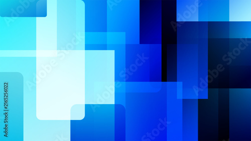 Abstract blue geometric background vector layered semi transparent rectangles, modern technology corporate presentation slides and digital web banner design