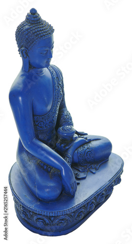Medicine buddha statue meditating on transparent background